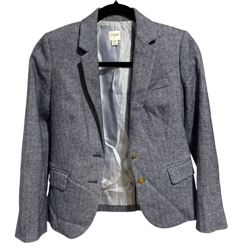 J. Crew Petite Gray Herringbone Wool Blend Schoolboy Blazer - Picture 5 of 8